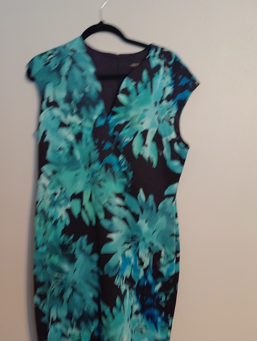 connected apparel Black Dress with Teal Floral Print